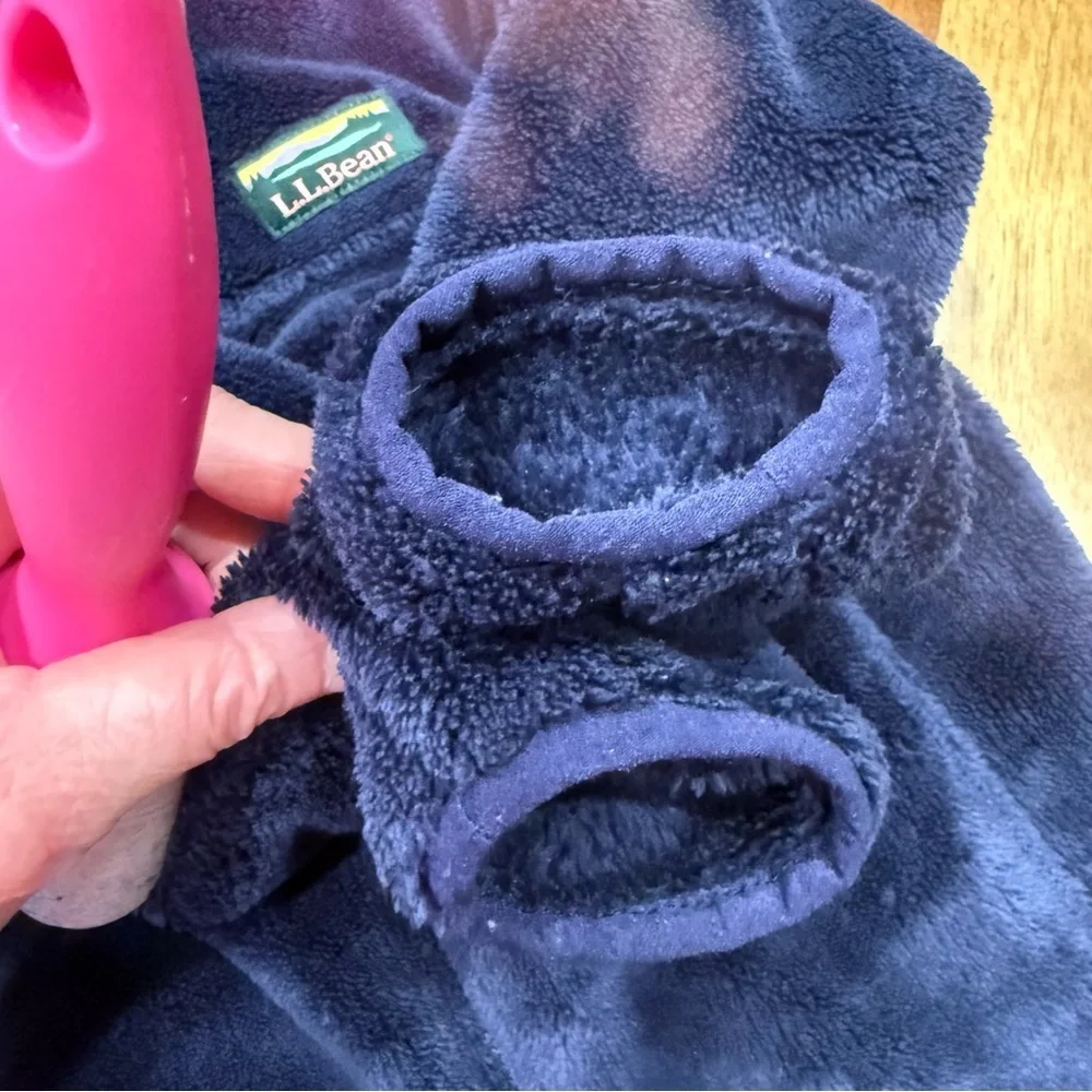 L.L. Bean High Pile Fleece Navy Hooded Jacket FLAW